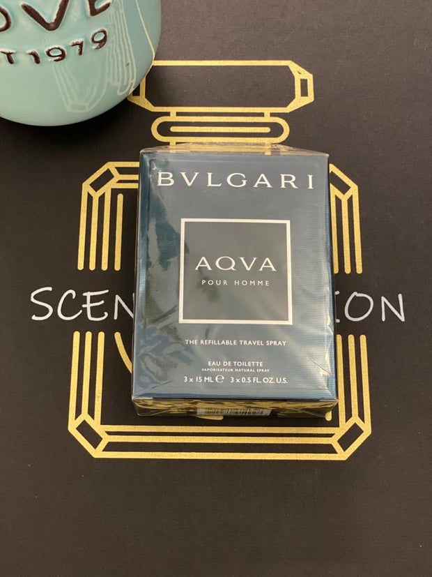 Bvlgari Aqva Pour Homme Refillable Travel EDT 3x15ml for Men
